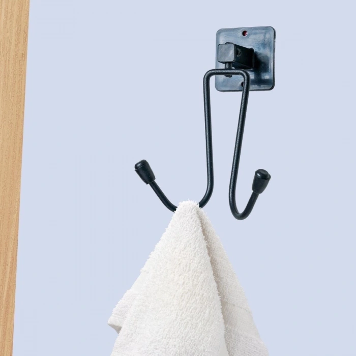 Durukar® Self-Adhesive Black Stainless Steel Bathrobe and Towel Holder