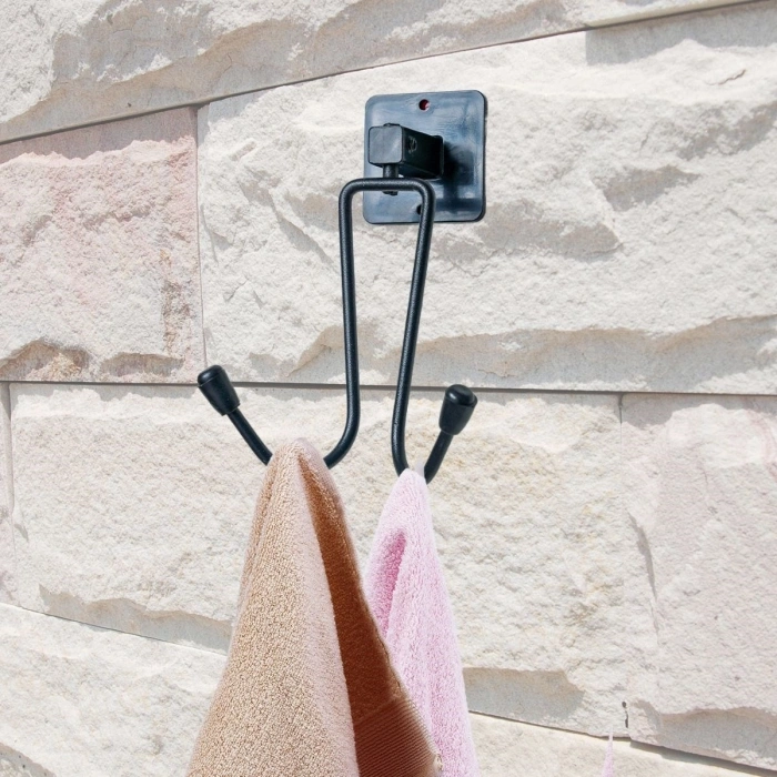 Durukar® Kendiliğinden Yapışkanlı Siyah Paslanmaz Metal Bornoz ve Havlu Askılığı