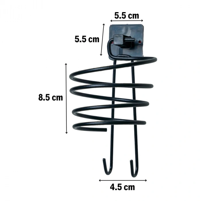 Durukar® Self-Adhesive Black Stainless Steel Hair Dryer Holder Hairdryer Stand