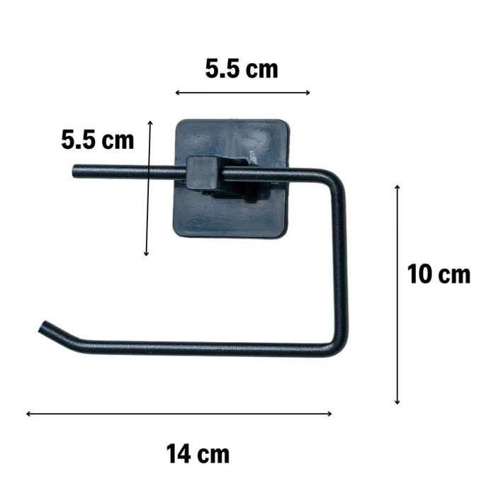 Durukar® Self-Adhesive Black Stainless Steel Lidless Toilet Paper Holder Apparatus