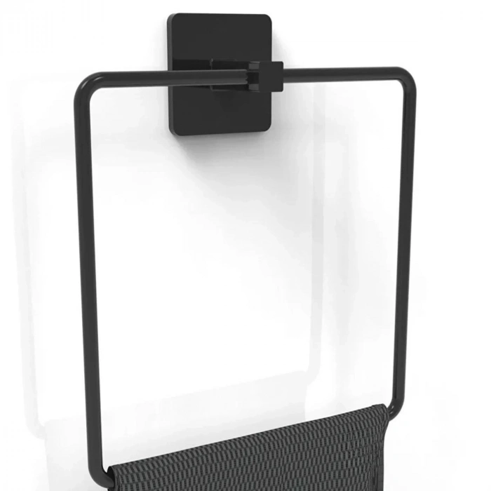 Durukar® Self-Adhesive Black Stainless Metal Square Towel Holder