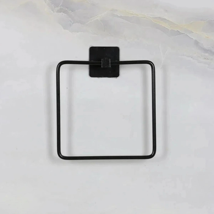 Durukar® Self-Adhesive Black Stainless Metal Square Towel Holder
