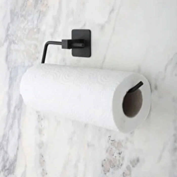 Durukar® Kendiliğinden Yapışkanlı Siyah Paslanmaz Metal Rulo Havluluk Aparat