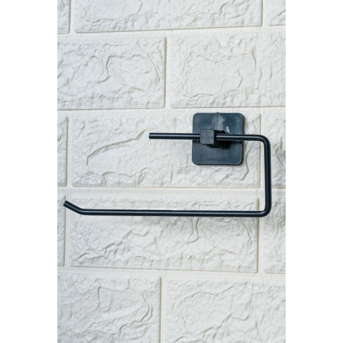 Durukar® Kendiliğinden Yapışkanlı Siyah Paslanmaz Metal Rulo Havluluk Aparat