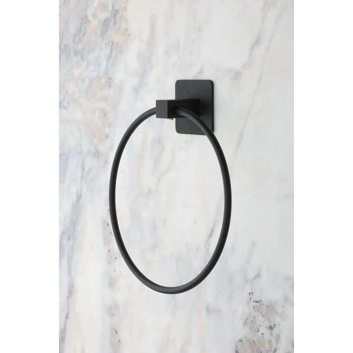 Durukar® Kendiliğinden Yapışkanlı Siyah Paslanmaz Metal Yuvarlak Havluluk