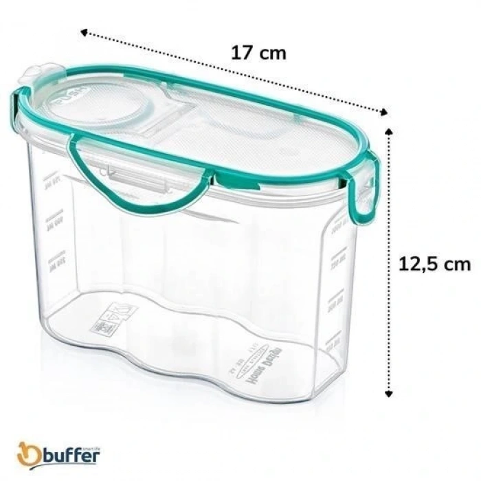 Durukar® Kilitli Kapaklı Contalı Hava,Su Sıvı Geçirmez 1,2 Litre Erzak Saklama Kabı-SA580