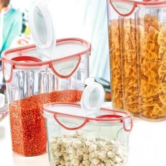 Durukar® Kilitli Kapaklı Contalı Hava,Su Sıvı Geçirmez 2,4 Litre Erzak Saklama Kabı-SA590