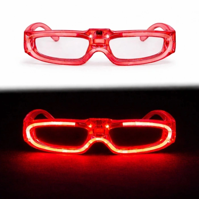 Durukar® Kırmızı LED Işıklı Parti Gözlüğü 3 Modlu – Glow & Gece Eğlence Gözlüğü
