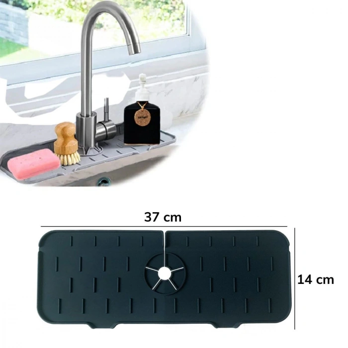 Durukar® Lavabo İçin Silikon Esnek Mat Musluk Sapı Damlama Tutucu Raf Mutfak Tezgahı Sıçrama Koruma