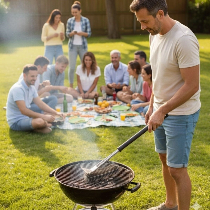 Durukar® Mangal Izgara Temizleme Fırçası – Paslanmaz Çelik Telli, Uzun Saplı Grill Temizlik Aparatı Mangal Temizlik Fırçası