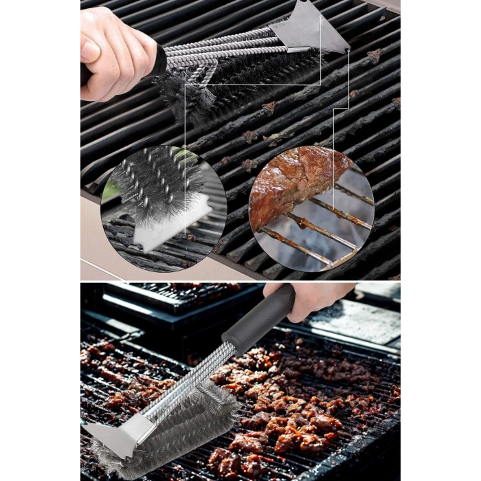 Durukar® Mangal Izgara Temizleme Fırçası – Paslanmaz Çelik Telli, Uzun Saplı Grill Temizlik Aparatı Mangal Temizlik Fırçası