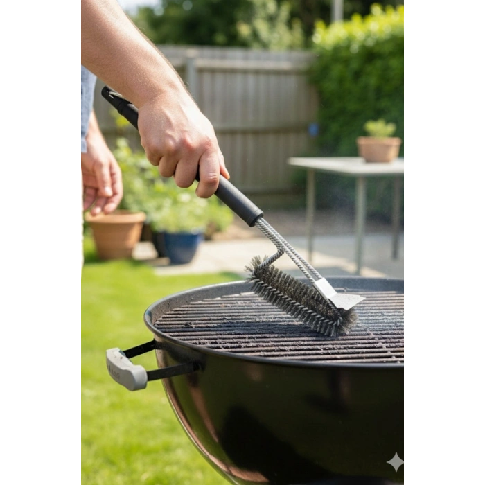 Durukar® Mangal Izgara Temizleme Fırçası – Paslanmaz Çelik Telli, Uzun Saplı Grill Temizlik Aparatı Mangal Temizlik Fırçası