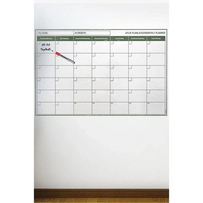 Durukar® Manyetik Yapışkanlı Bir Aylık Program Planlayıcı Takvim 85x56 cm