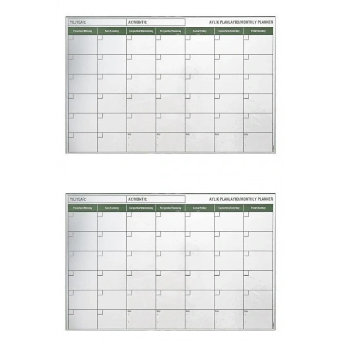 Durukar® Manyetik Yapışkanlı Bir Aylık Program Planlayıcı Takvim 85x56 cm