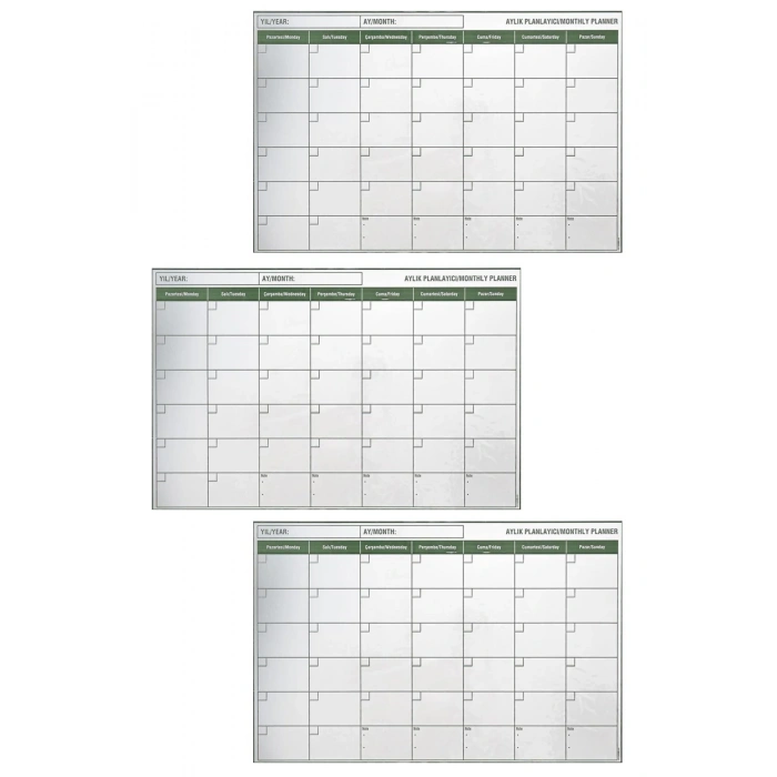 Durukar® Manyetik Yapışkanlı Bir Aylık Program Planlayıcı Takvim 85x56 cm