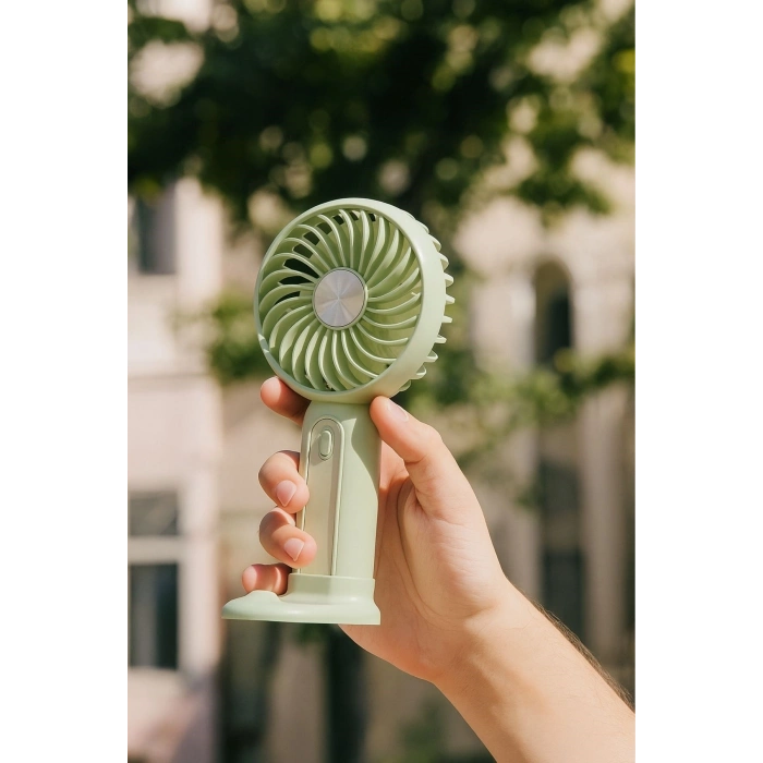 Durukar® Masa Üstü Standlı USB ile Şarj Olabilen 3 Ayarlı Fan Modlu Çanta Tipi El Fanı