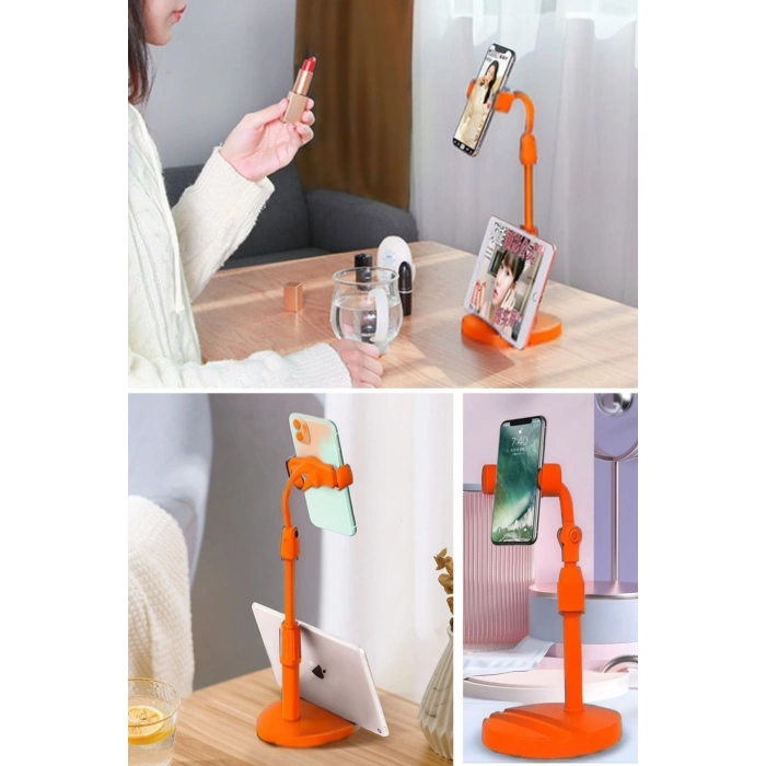 Durukar® Masa Üstü Tablet ve Telefon Tutucu Plastik Aparat Turuncu Telefon Standı