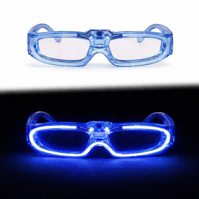 Durukar® Mavi LED Işıklı Parti Gözlüğü 3 Modlu – Glow & Gece Eğlence Gözlüğü