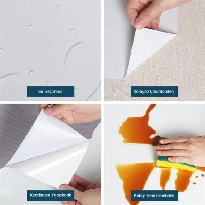 Durukar® Mermer Desenli Masa Tezgah Mutfak Su Geçirmez Yapışkanlı Folyo Sticker Siyah 5x0,6m