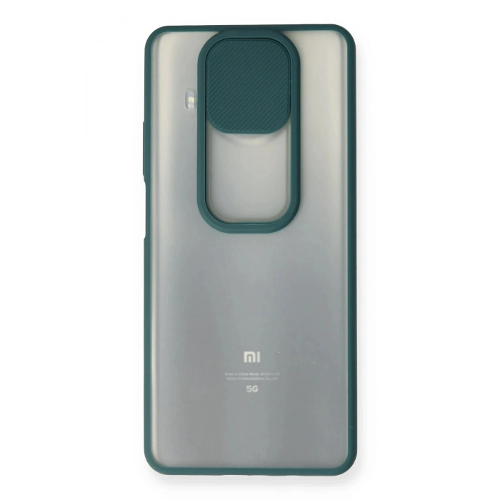 Durukar®   Mi 10T Lite Kılıf Palm Buzlu Kamera Sürgülü Silikon - Yeşil
