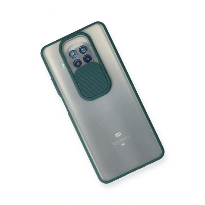 Durukar®   Mi 10T Lite Kılıf Palm Buzlu Kamera Sürgülü Silikon - Yeşil