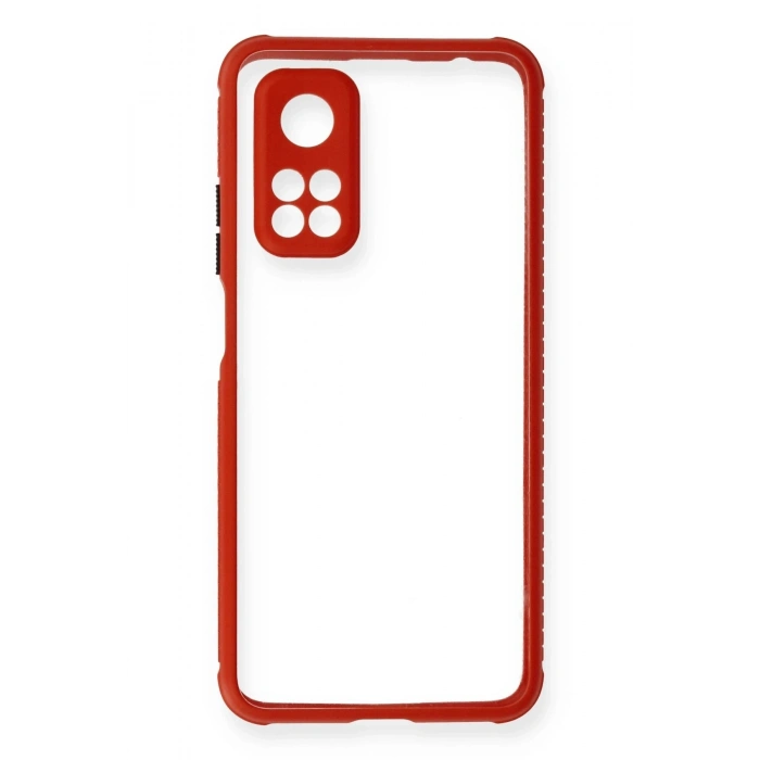 Durukar®   Mi 10T Pro Kılıf Miami Şeffaf Silikon - Kırmızı