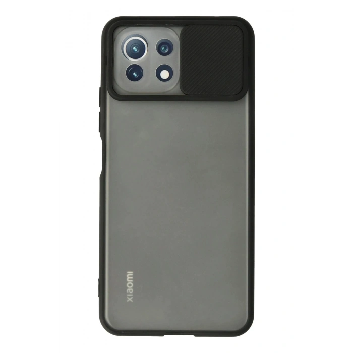 Durukar®   Mİ 11 Lite Kılıf Palm Buzlu Kamera Sürgülü Silikon - Siyah