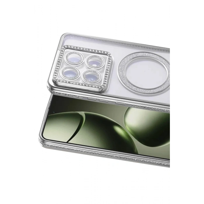 Durukar®   Mi 14T Pro Joke Simli Magneticsafe Kılıf - Gümüş