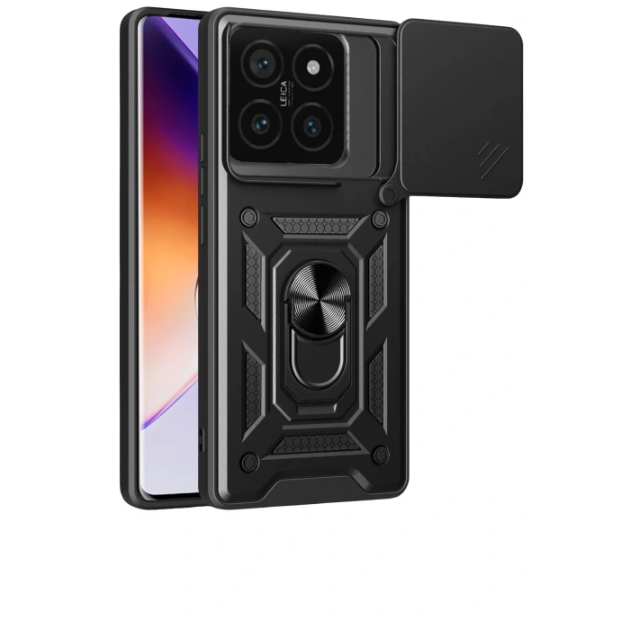 Durukar®   Mi 14T Pro Kılıf Pars Lens Yüzüklü Silikon - Siyah