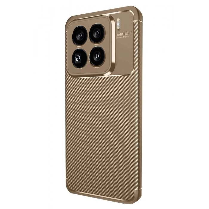 Durukar®   Mi 15 Pro Kılıf Auto Focus Karbon Kapak - Kahverengi