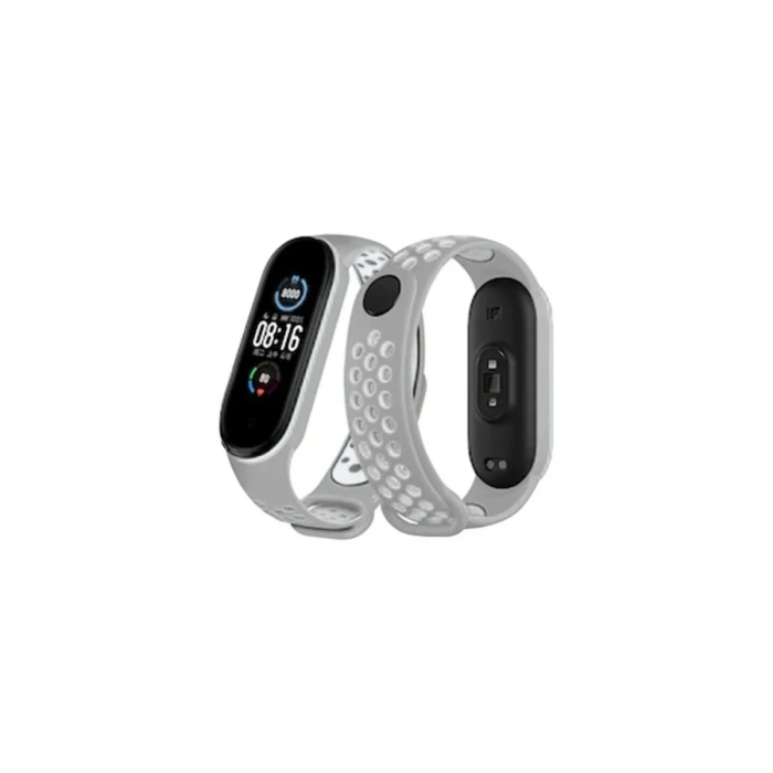 Durukar®   Mi Band 4 Spor Delikli Kordon - Gri-Beyaz