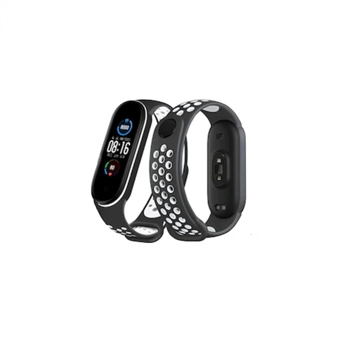 Durukar®   Mi Band 4 Spor Delikli Kordon - Siyah-Beyaz