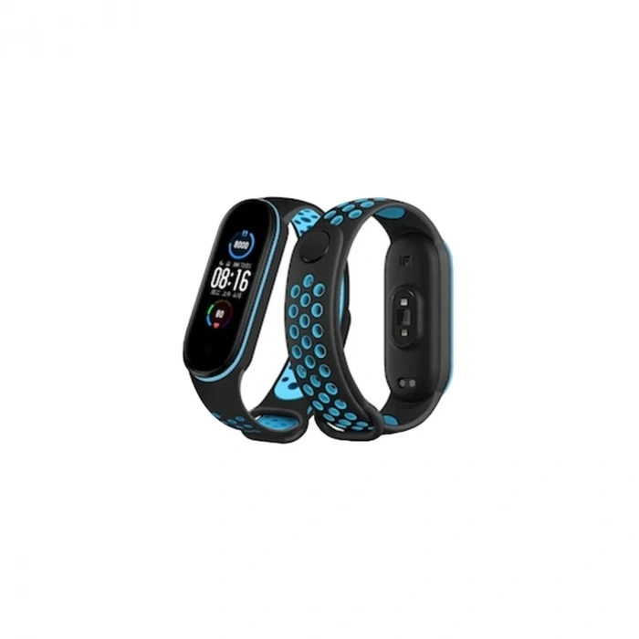 Durukar®   Mi Band 4 Spor Delikli Kordon - Siyah-Mavi