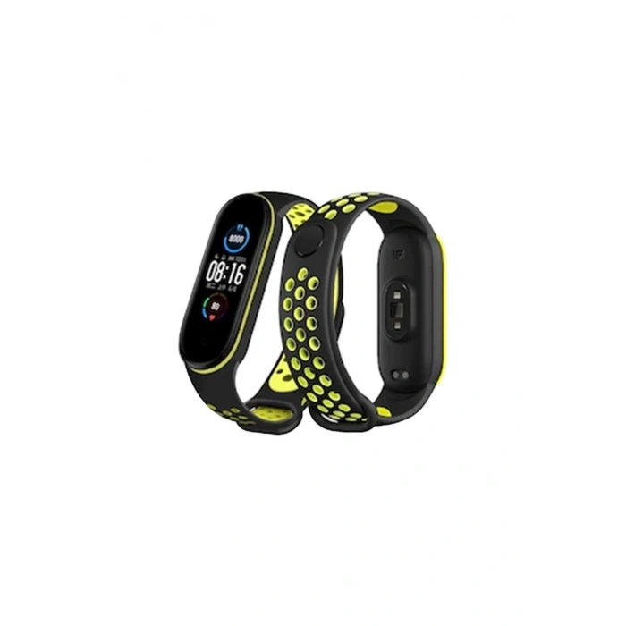 Durukar®   Mi Band 4 Spor Delikli Kordon - Siyah-Yeşil