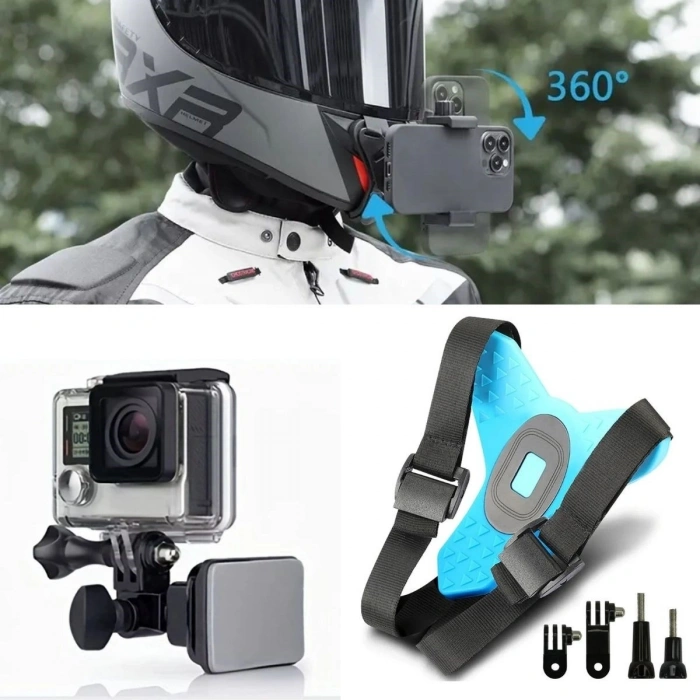Durukar® Motorsiklet Kask Önü Takılan Telefon Tutucu Aksiyon Kamerası Takılabilen Aparat