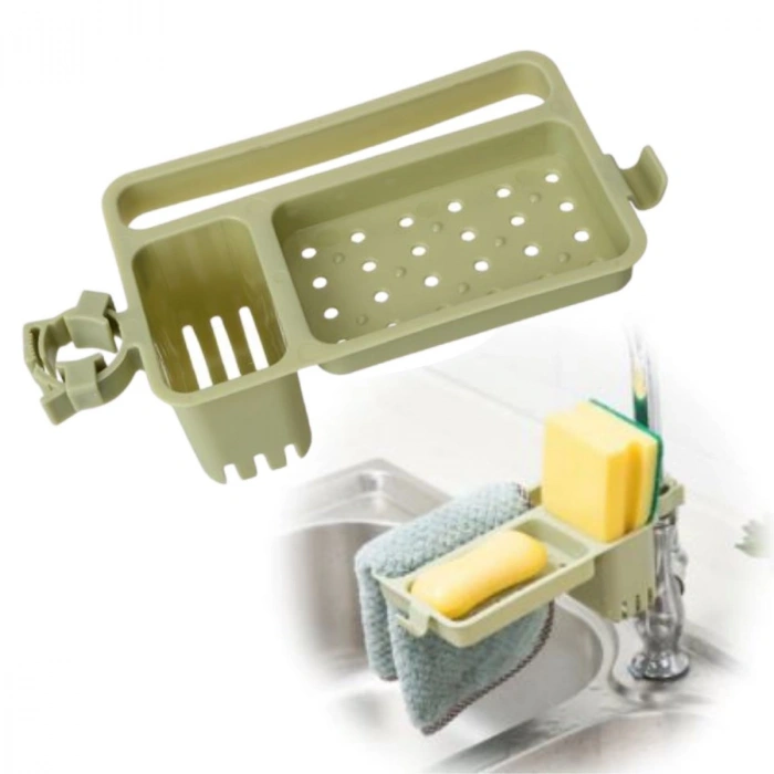 Durukar® Musluğa Takılan Sünger Havlu Askılı Sabun Hazneli mutfak Banyo Lavabo Düzenleyici Organizer