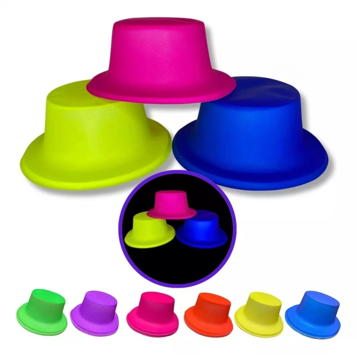 Durukar® Neon Partisi Sarı Renk Plastik Fötr Şapka