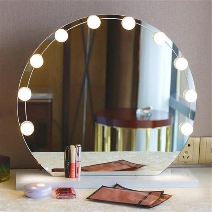 Durukar® Nostalgia Hollywood Style 10-piece Makeup Vanity Mirror with White LED Light USB