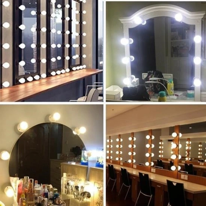 Durukar® Nostalgia Hollywood Style 10-piece Makeup Vanity Mirror with White LED Light USB