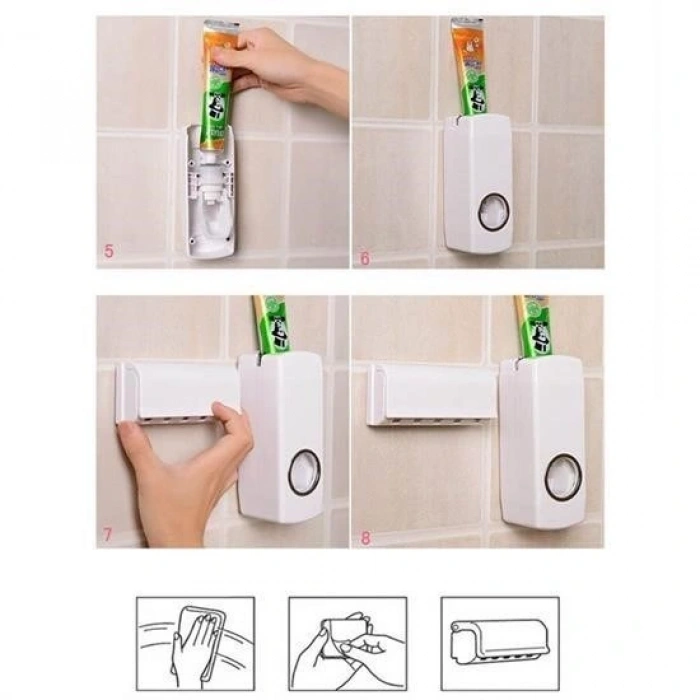 Durukar® Otomatik Diş Macunu Sıkacağı ve 5 Adet Diş Fırası Tutacağı Diş Fırçalığı