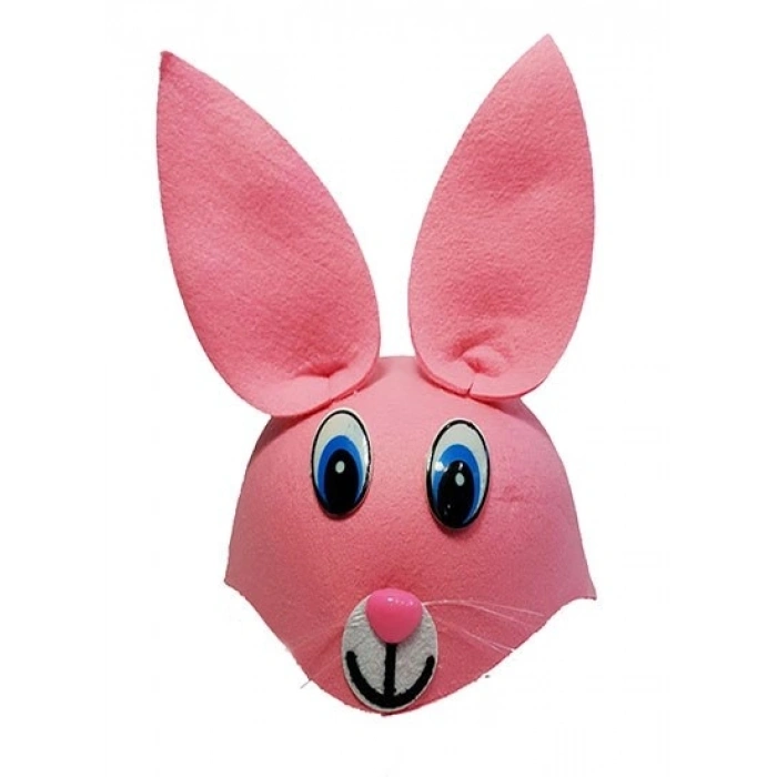 Durukar® Pembe Renk Kulaklı Tavşan Şapkası Hayvan Şapkası