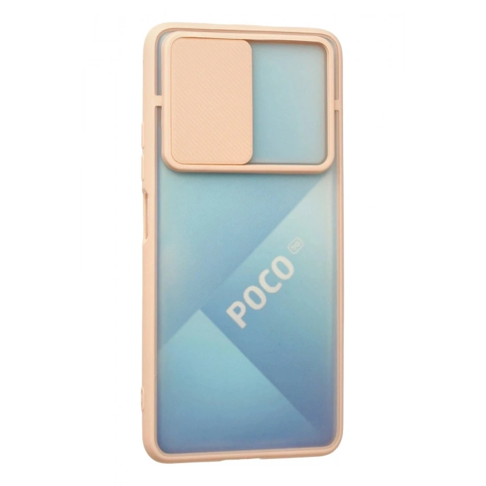 Durukar®   Poco F3 Kılıf Palm Buzlu Kamera Sürgülü Silikon - Pembe