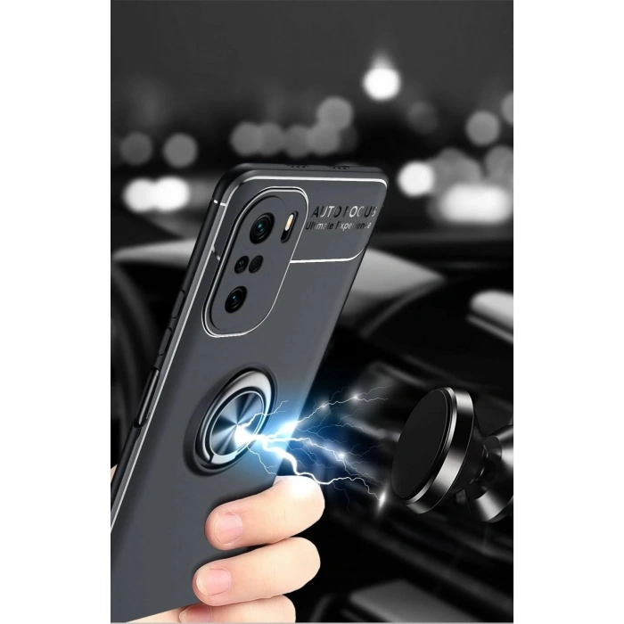 Durukar®   Poco F3 Kılıf Range Yüzüklü Silikon - Kırmızı
