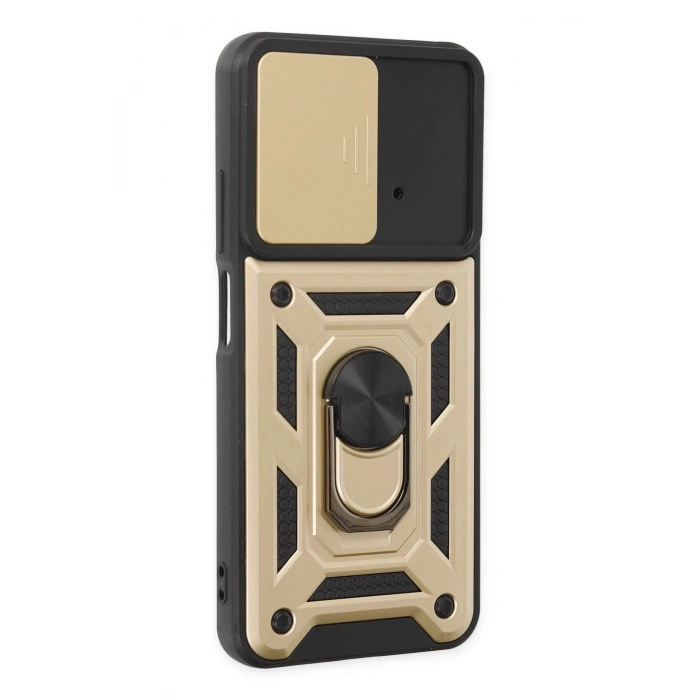 Durukar®   Poco M4 Pro 4G Kılıf Pars Lens Yüzüklü Silikon - Gold