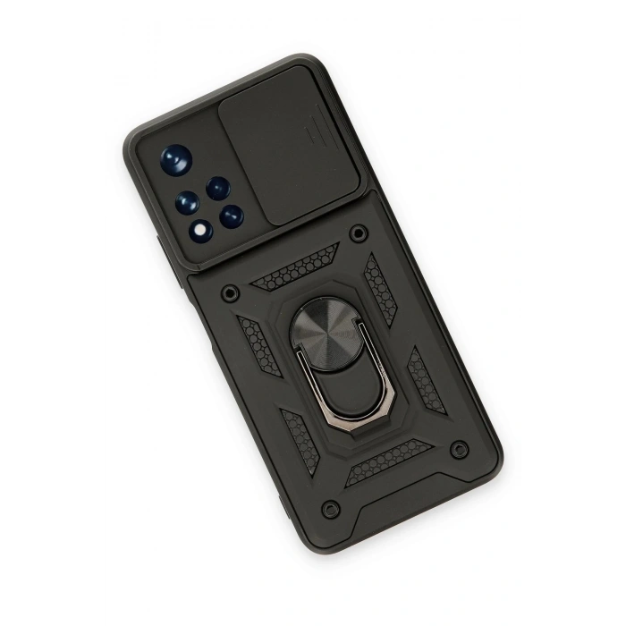 Durukar®   Poco M4 Pro 5G Kılıf Pars Lens Yüzüklü Silikon - Siyah
