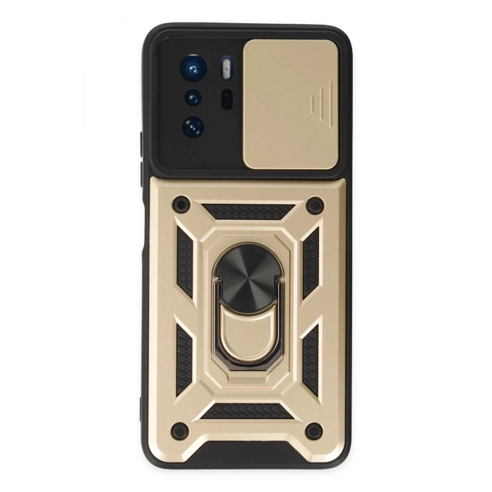 Durukar®   Poco X3 GT Kılıf Pars Lens Yüzüklü Silikon - Gold