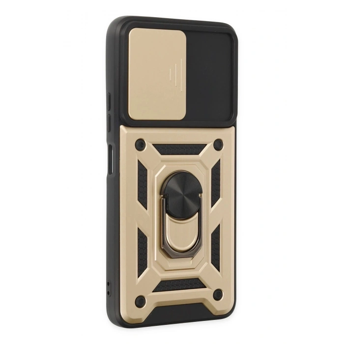 Durukar®   Poco X3 GT Kılıf Pars Lens Yüzüklü Silikon - Gold