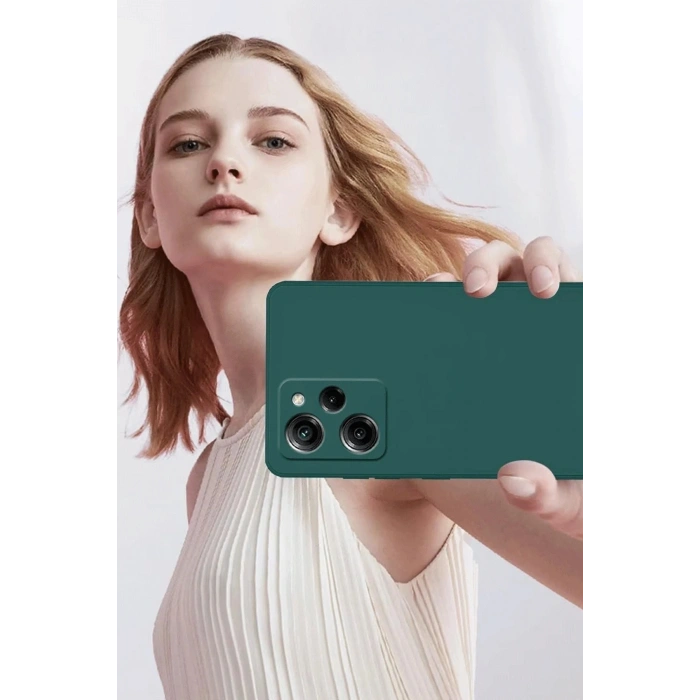 Durukar®   Poco X5 Pro 5G Nano içi Kadife Silikon - Koyu Yeşil