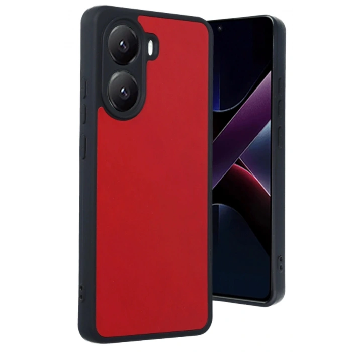 Durukar®   Poco X7 Pro Kılıf Aras Deri Kapak - Kırmızı