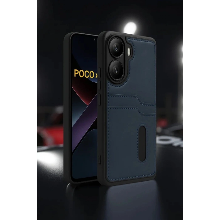 Durukar®   Poco X7 Pro Kılıf Sara Kartvizitli Deri Kılıf - Taba